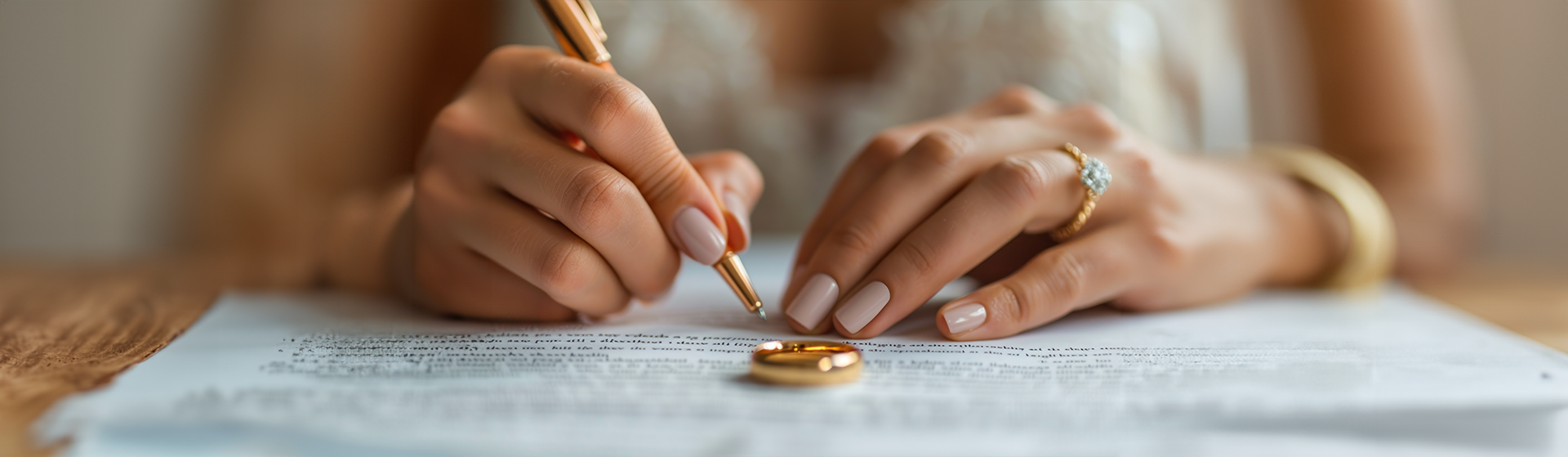 A young bride who has been asked to sign a prenup